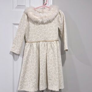 Janie and Jack white and gold winter dress NWT 6